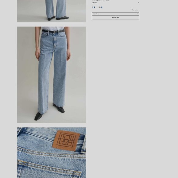 Toteme NWT! Wide Leg Denim Jeans in Cool Blue Size 29 waist/34 length - Picture 9 of 9